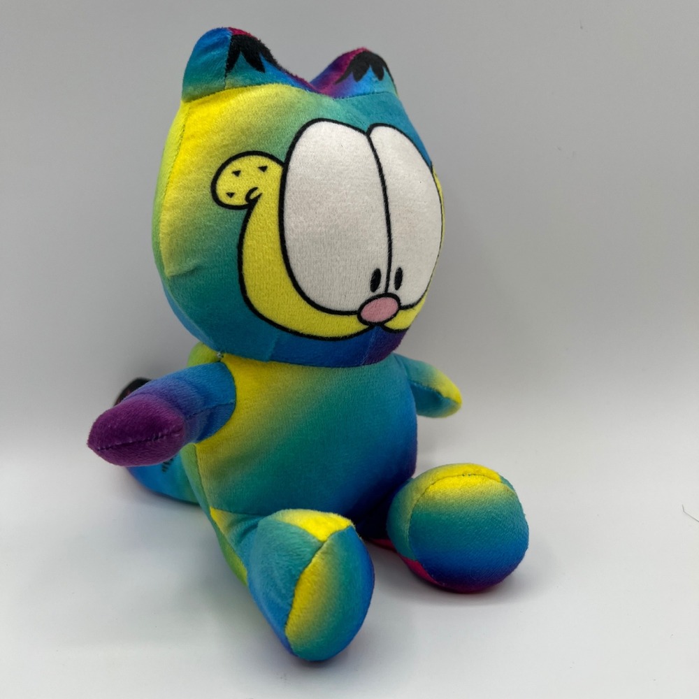 Garfield Plush Toy Factory Rainbow Tie Dye Blue Yellow 2022 Nickelodeon 7 inch